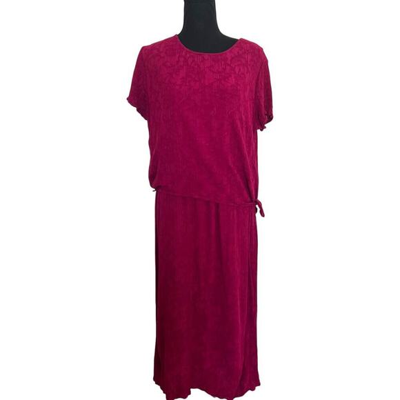 Always Carolyn Women’s 90s Vintage Slinky Short Sleeve Dress Fuchsia Size 16 - Picture 1 of 8